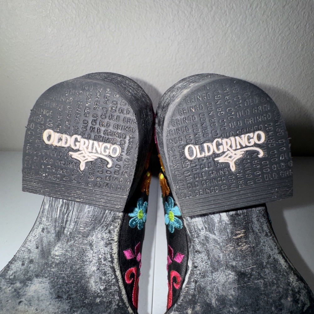 Old Gringo Black Sugar Skull Western Gothic Cowboy Boots 7.5 Dia De Los Muertos - Picture 15 of 16